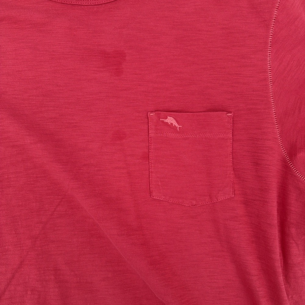 Tommy Bahama Mens Large Pocket Tee Red Slub Knit Casual Beach Shirt - Picture 8 of 10